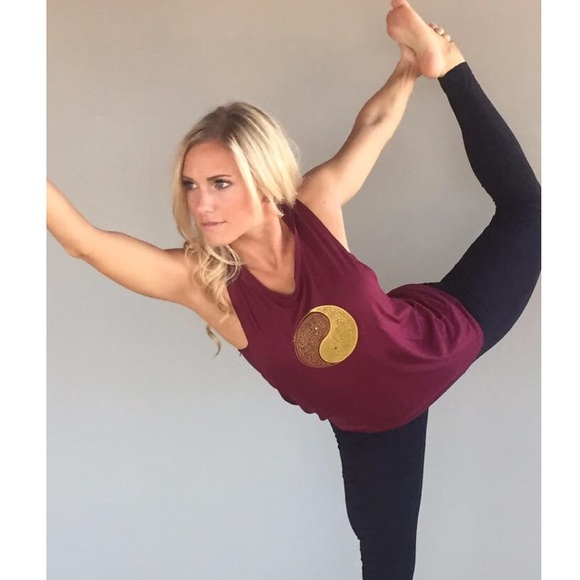 Tops - • {slightly Buddha} Maroon Balance Yoga Tank •